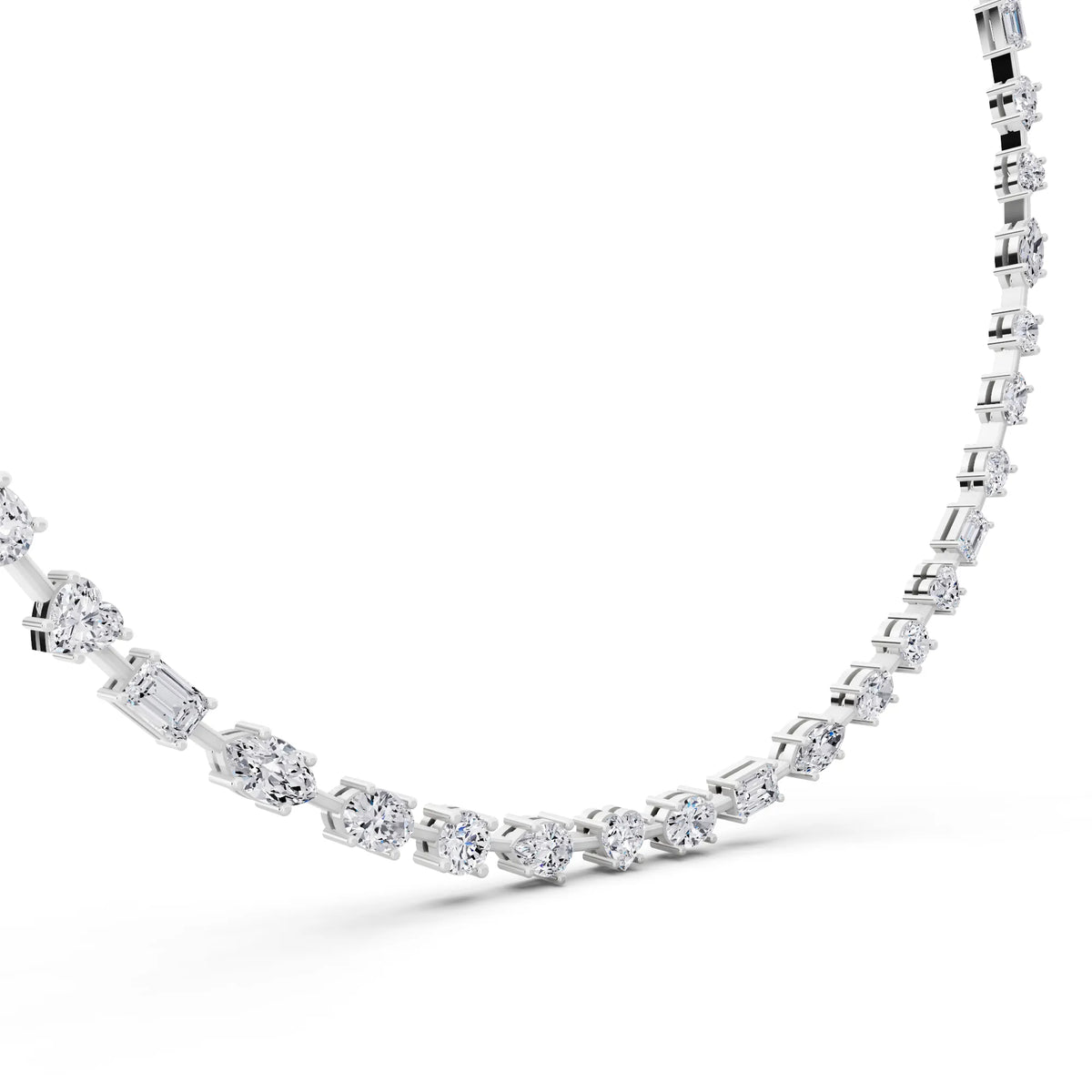 Round Oval Marquise Alternating Lab Grown Diamond Necklace, view 3