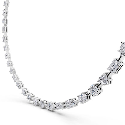 Round Oval Marquise Alternating Lab Grown Diamond Necklace, view 4