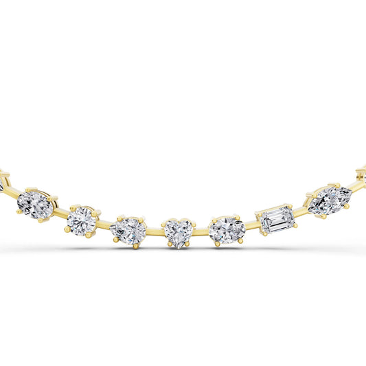 Yellow Gold Round Oval Marquise Alternating Lab Grown Diamond Necklace, view 2