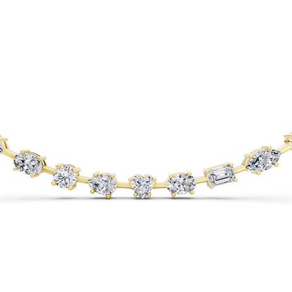 Yellow Gold Round Oval Marquise Alternating Lab Grown Diamond Necklace, view 2