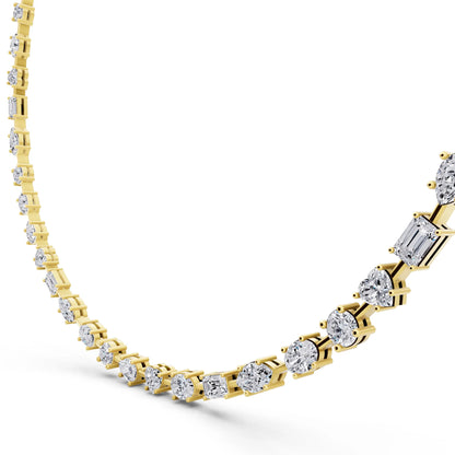 Yellow Gold Round Oval Marquise Alternating Lab Grown Diamond Necklace, view 4