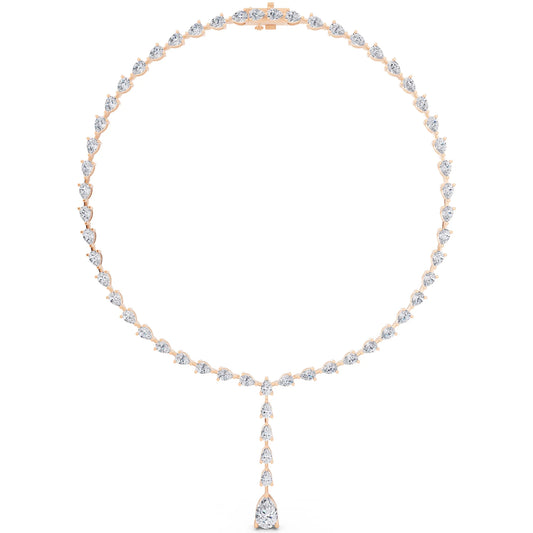 Rose Gold Pear Cascading Drop Lab Grown Diamond Pendant Necklace