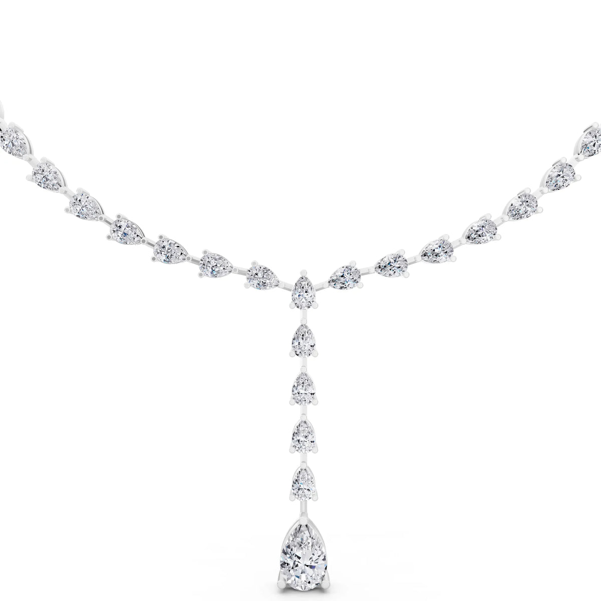 Pear Cascading Drop Lab Grown Diamond Pendant Necklace, view 2