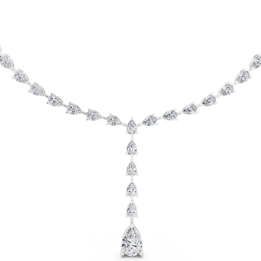 Pear Cascading Drop Lab Grown Diamond Pendant Necklace, view 2