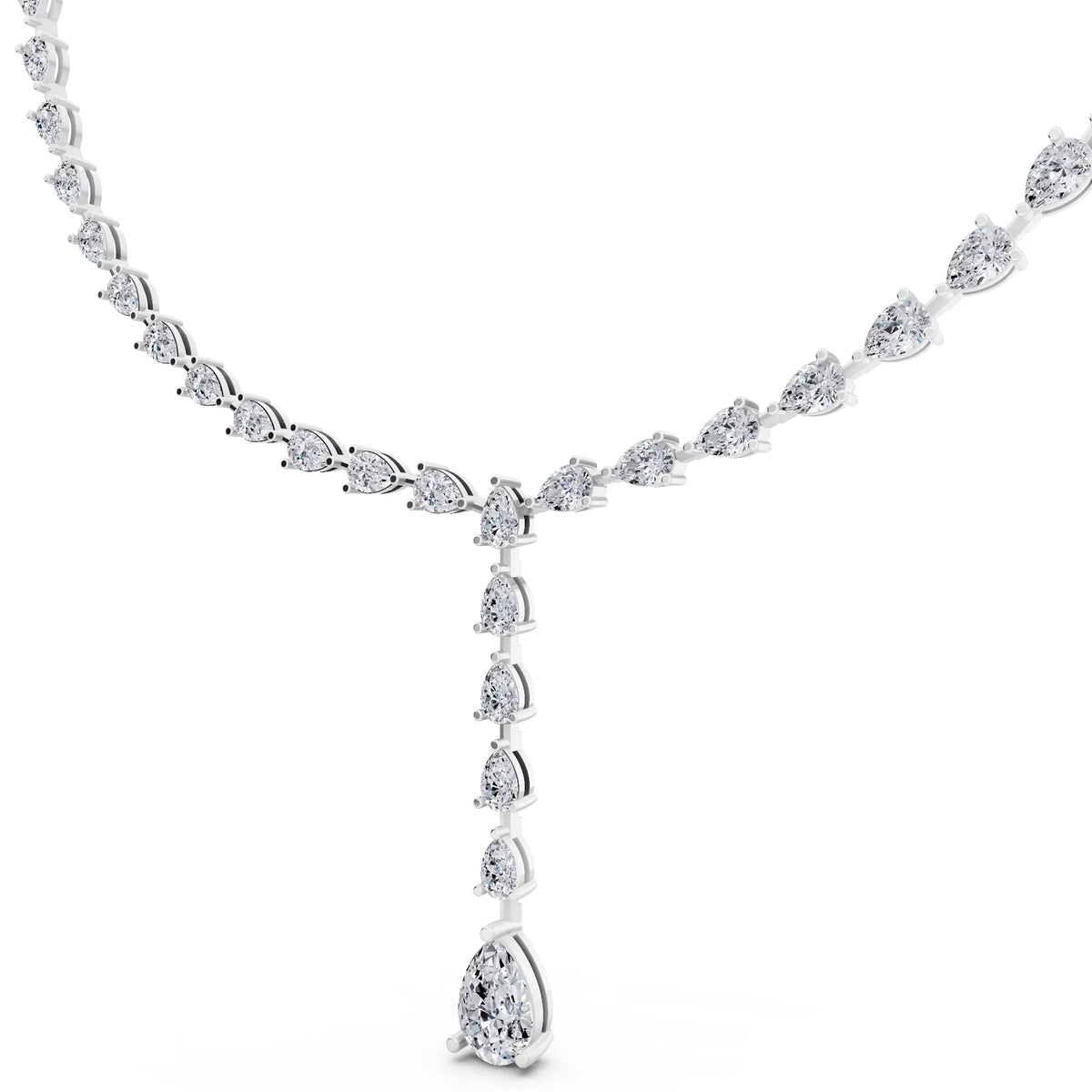 Pear Cascading Drop Lab Grown Diamond Pendant Necklace, view 4