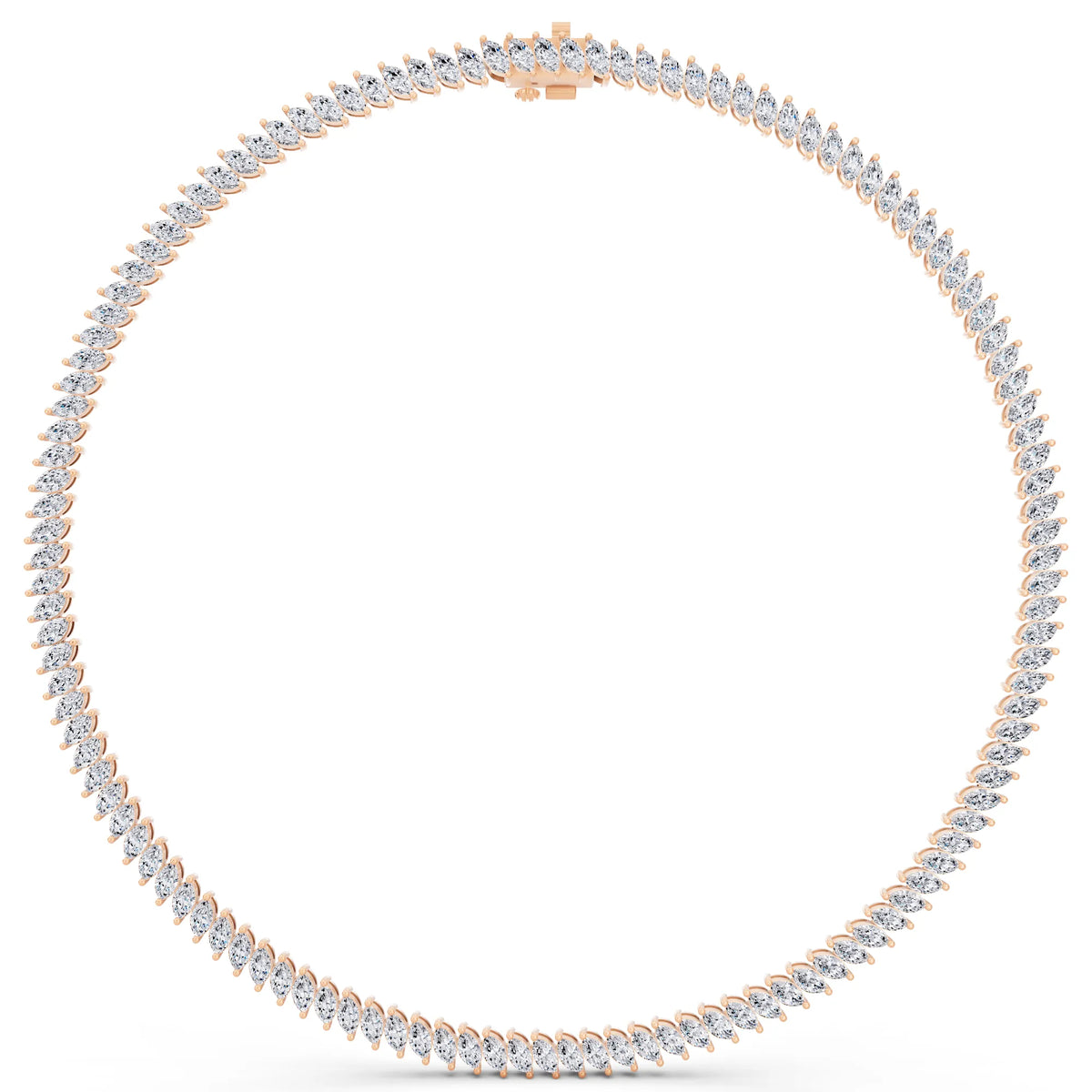 Rose Gold Marquise Oval Lab Grown Diamond Necklace