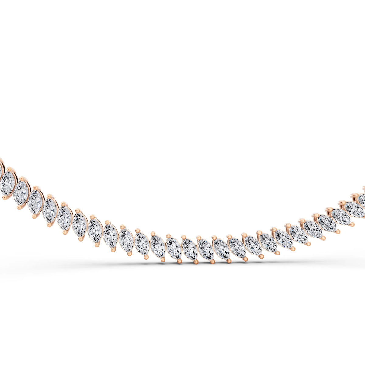 Rose Gold Marquise Oval Lab Grown Diamond Necklace, view 2