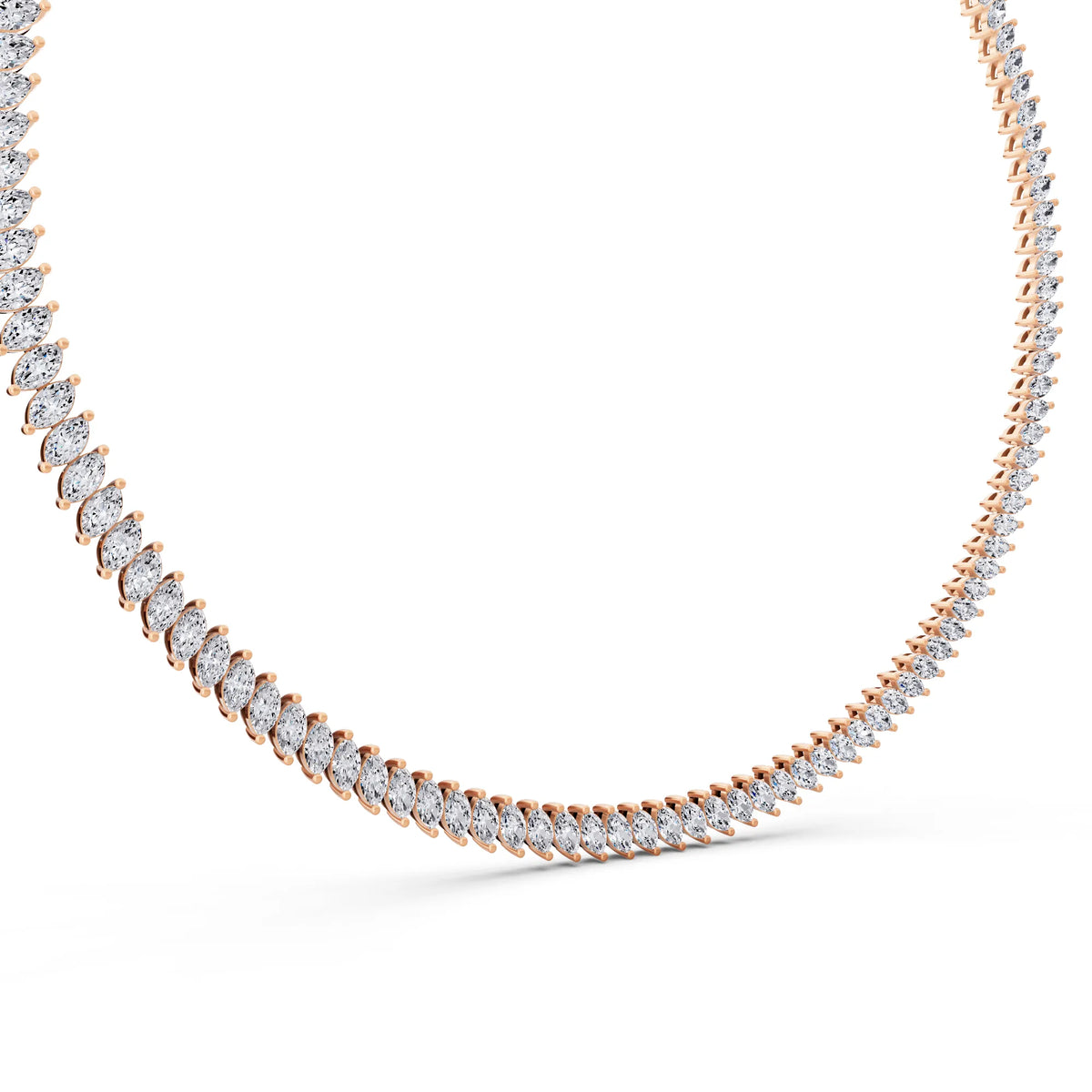 Rose Gold Marquise Oval Lab Grown Diamond Necklace, view 3