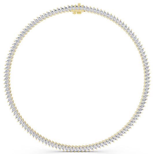 Yellow Gold Marquise Oval Lab Grown Diamond Necklace