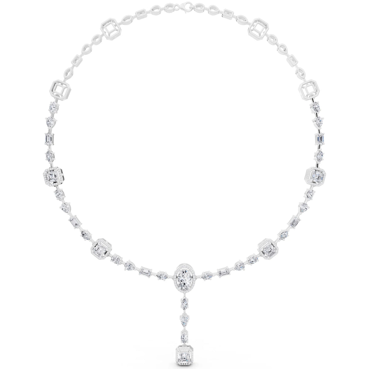 Halo Cascading Lab Grown Diamond Pendant Necklace
