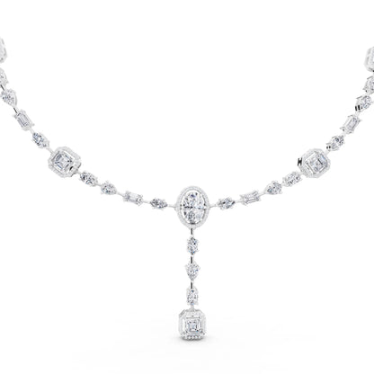 Halo Cascading Lab Grown Diamond Pendant Necklace, view 2