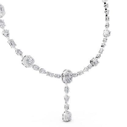 Halo Cascading Lab Grown Diamond Pendant Necklace, view 3