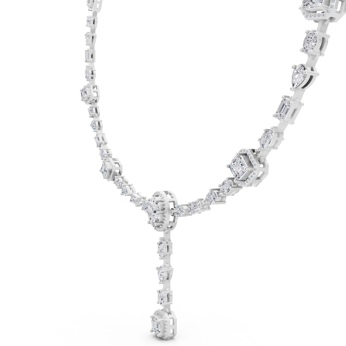 Halo Cascading Lab Grown Diamond Pendant Necklace, view 4
