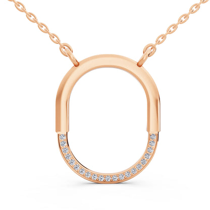 Rose Gold Open Oval Lab Grown Diamond Pendant
