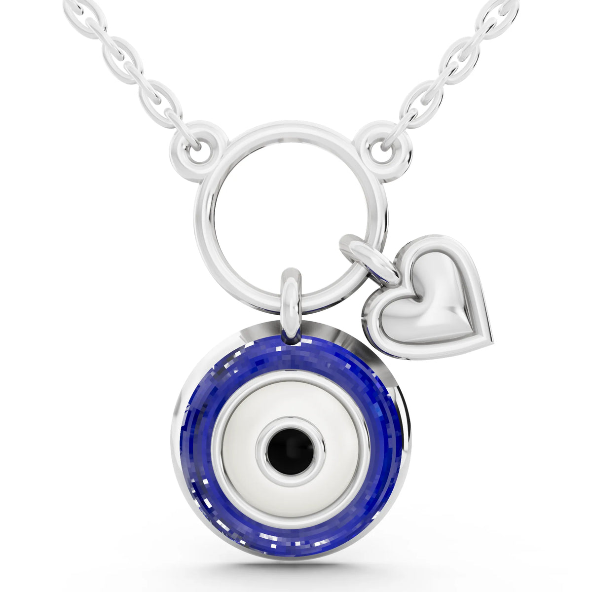 Evil Eye Heart Charm Pendant Necklace