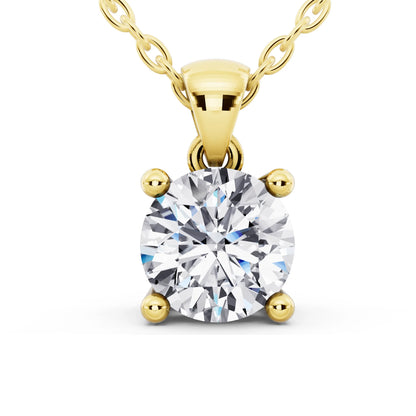 10K Yellow Gold Round Lab Grown Diamond Four Prong Solitaire Pendant