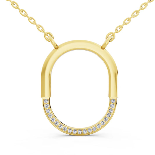 Yellow Gold Open Oval Lab Grown Diamond Pendant
