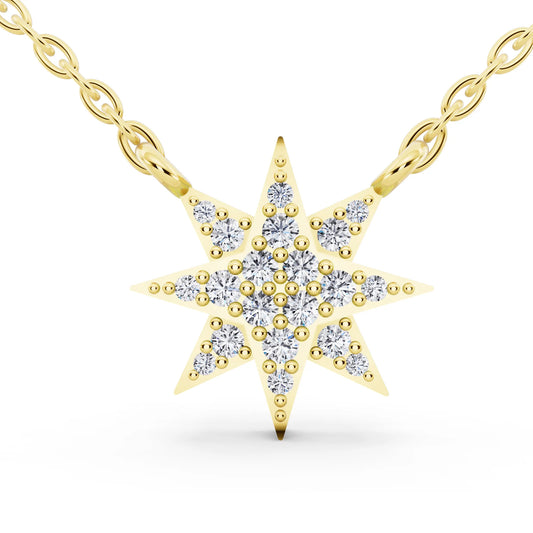 Yellow Gold Star Lab Grown Diamond Pendant