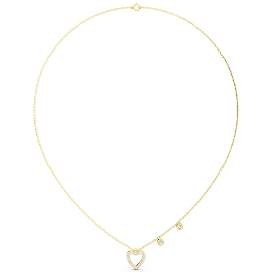 Yellow Gold Romantic Heart Brilliant Lab Grown Diamond Necklace