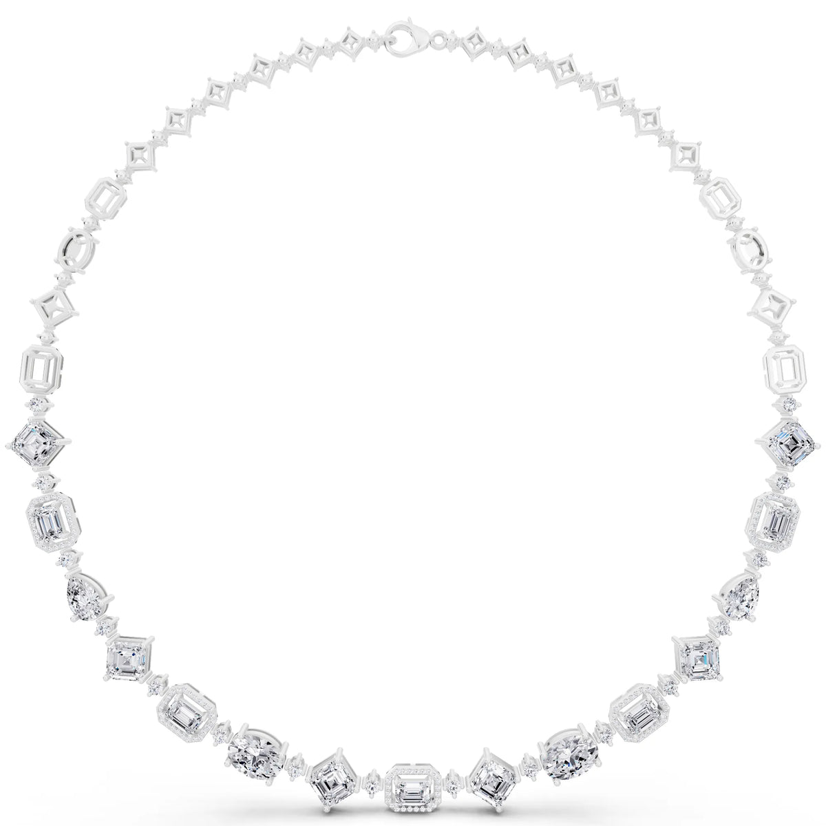 Emerald Round Pear Alternating Lab Grown Diamond Necklace