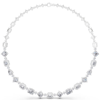 Emerald Round Pear Alternating Lab Grown Diamond Necklace