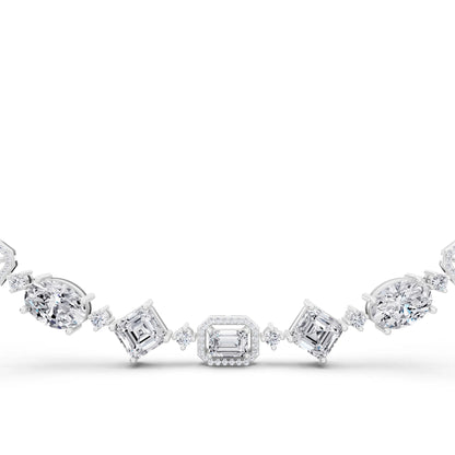 Emerald Round Pear Alternating Lab Grown Diamond Necklace, view 2