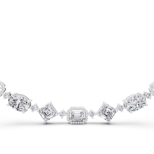 Emerald Round Pear Alternating Lab Grown Diamond Necklace, view 2