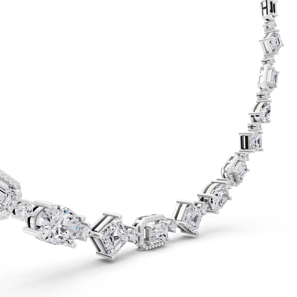 Emerald Round Pear Alternating Lab Grown Diamond Necklace, view 3