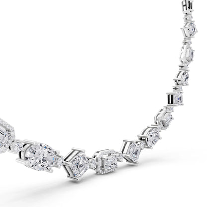 Emerald Round Pear Alternating Lab Grown Diamond Necklace, view 3