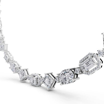 Emerald Round Pear Alternating Lab Grown Diamond Necklace, view 4