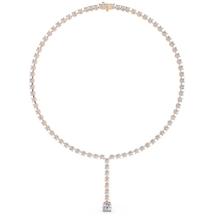 Rose Gold Round Cascading Drop Lab Grown Diamond Necklace with Pendant