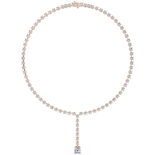 Rose Gold Round Cascading Drop Lab Grown Diamond Necklace with Pendant