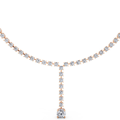 Rose Gold Round Cascading Drop Lab Grown Diamond Necklace with Pendant, view 2