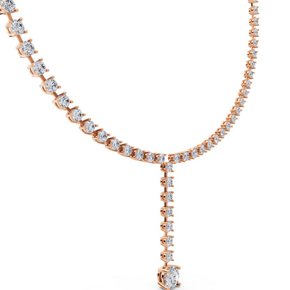 Rose Gold Round Cascading Drop Lab Grown Diamond Necklace with Pendant, view 3