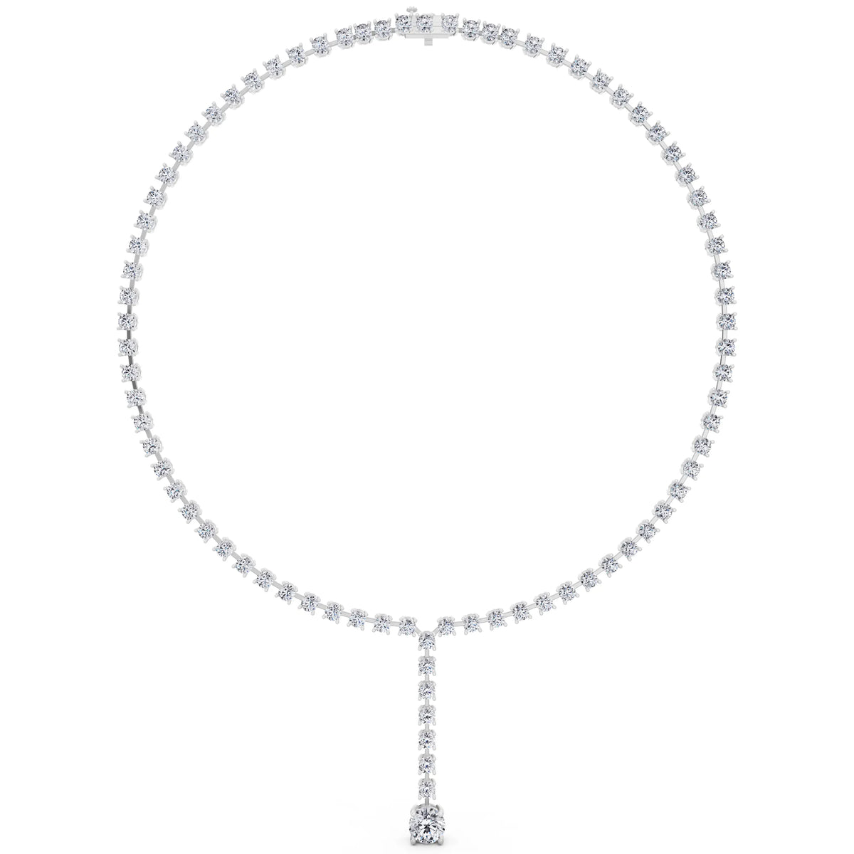 Round Cascading Drop Lab Grown Diamond Necklace with Pendant