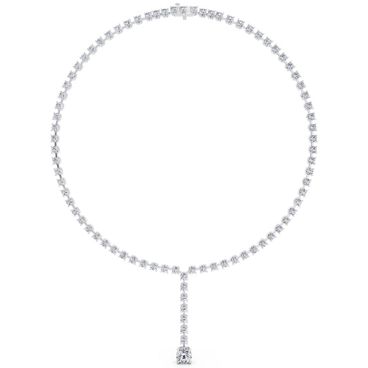 Round Cascading Drop Lab Grown Diamond Necklace with Pendant