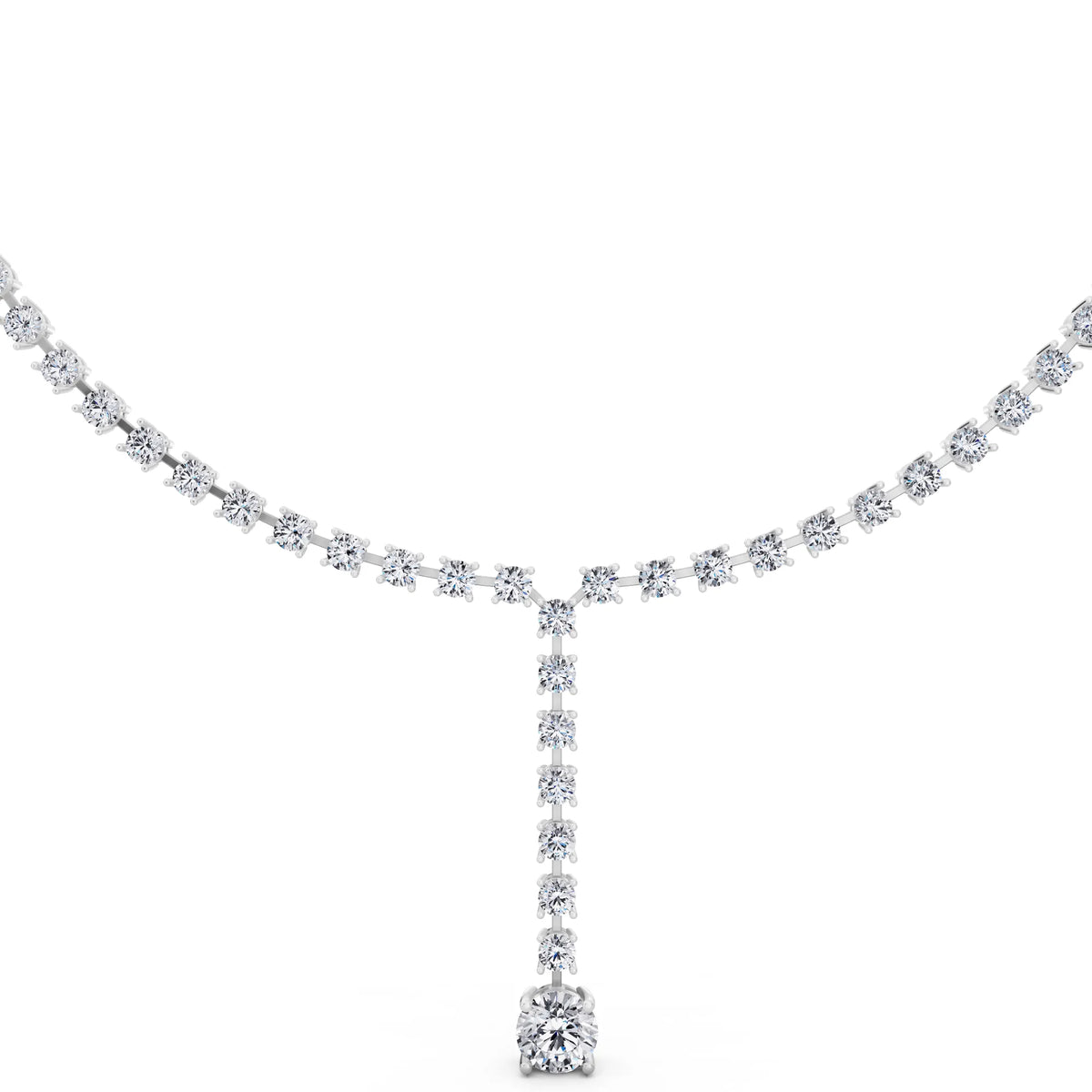 Round Cascading Drop Lab Grown Diamond Necklace with Pendant, view 2
