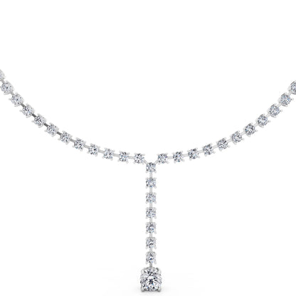 Round Cascading Drop Lab Grown Diamond Necklace with Pendant, view 2