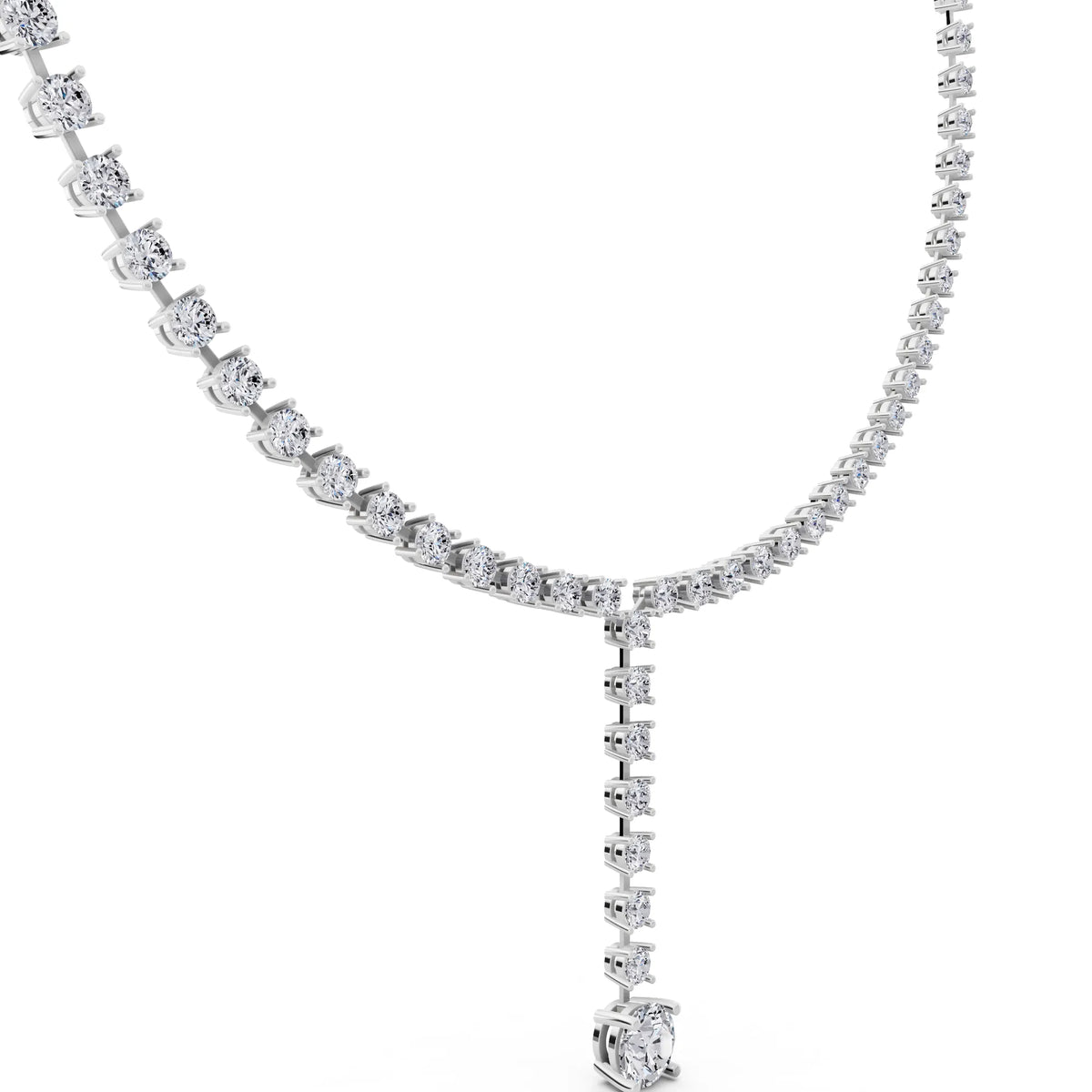 Round Cascading Drop Lab Grown Diamond Necklace with Pendant, view 3