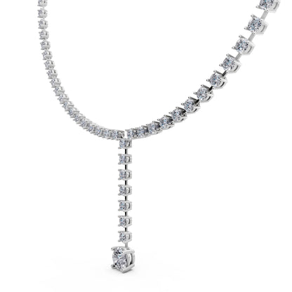 Round Cascading Drop Lab Grown Diamond Necklace with Pendant, view 4