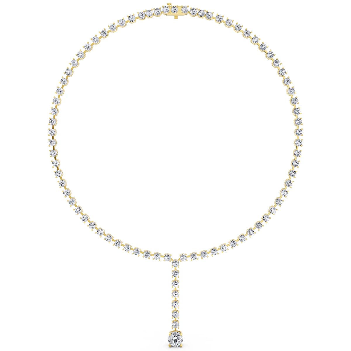 Yellow Gold Round Cascading Drop Lab Grown Diamond Necklace with Pendant