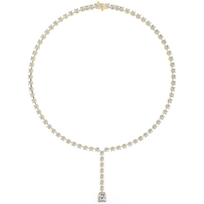Yellow Gold Round Cascading Drop Lab Grown Diamond Necklace with Pendant