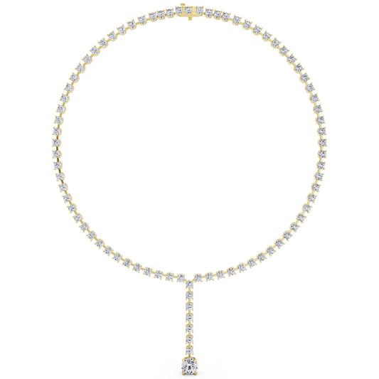 Yellow Gold Round Cascading Drop Lab Grown Diamond Necklace with Pendant