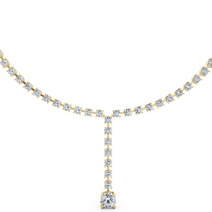 Yellow Gold Round Cascading Drop Lab Grown Diamond Necklace with Pendant, view 2