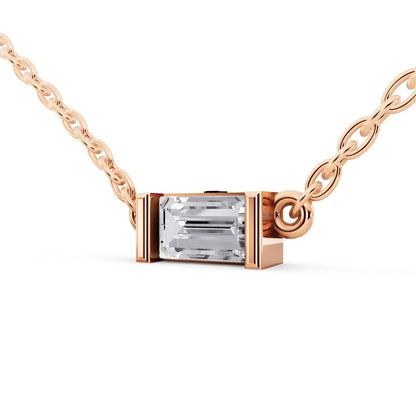 Rose Gold Emerald Lab Grown Diamond Bar Pendant, view 4
