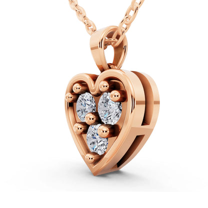 Rose Gold Heart Lab Grown Diamond Cluster Pendant