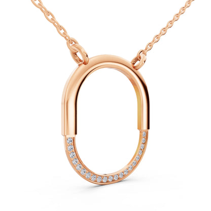 Rose Gold Open Oval Lab Grown Diamond Pendant, view 4