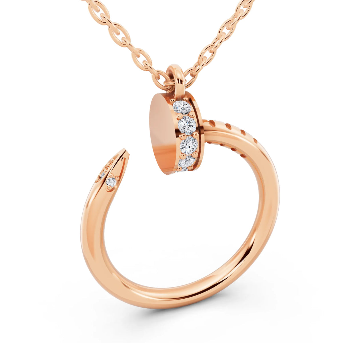 Rose Gold Open Circle Vertical Lab Grown Diamond Pendant