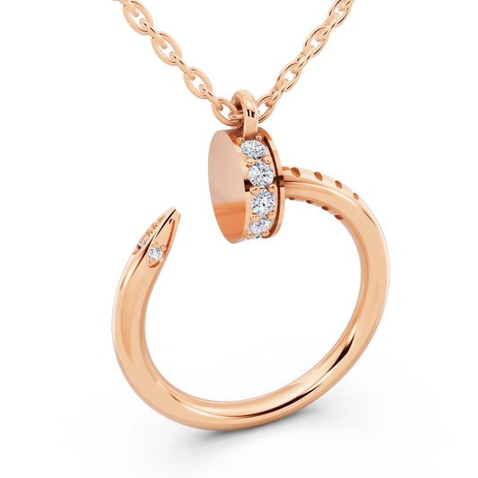 Rose Gold Open Circle Vertical Lab Grown Diamond Pendant
