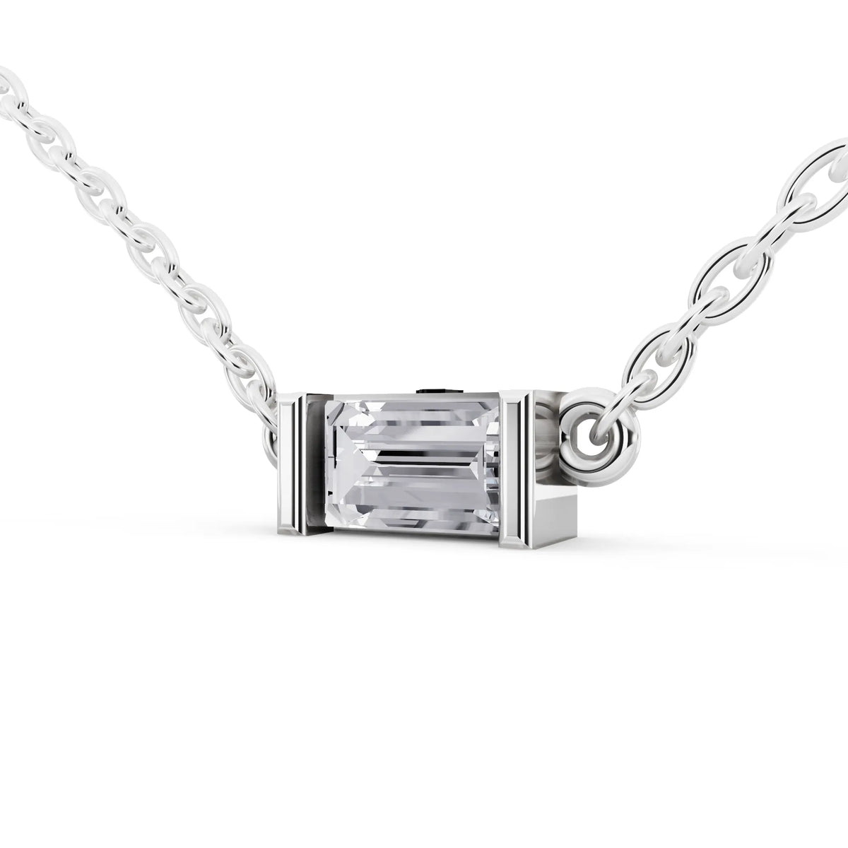 Emerald Lab Grown Diamond Bar Pendant, view 4
